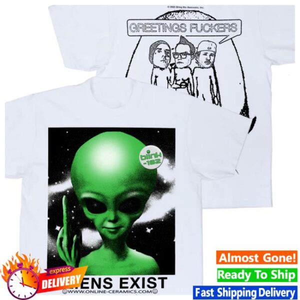 Online Ceramics Store Merch Blink-182 Aliens Exist White Tee