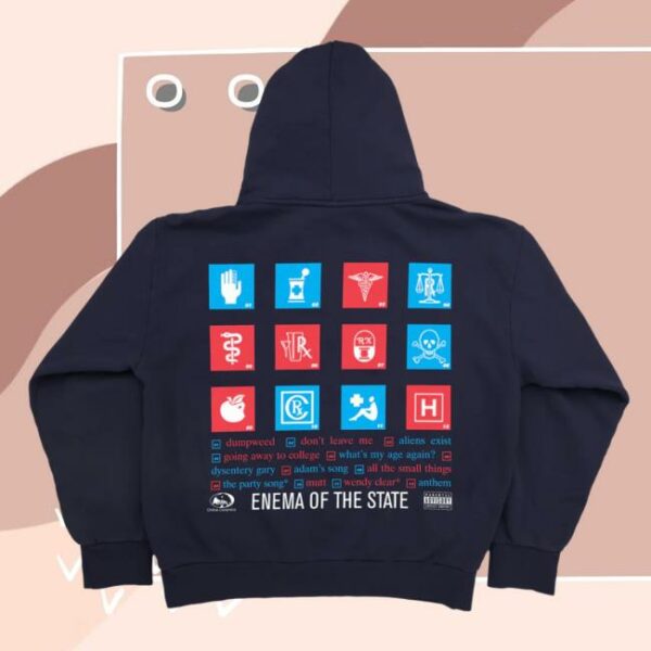 Online Ceramics Store Merch Blink-182 Enema Of The State Navy Hoodie