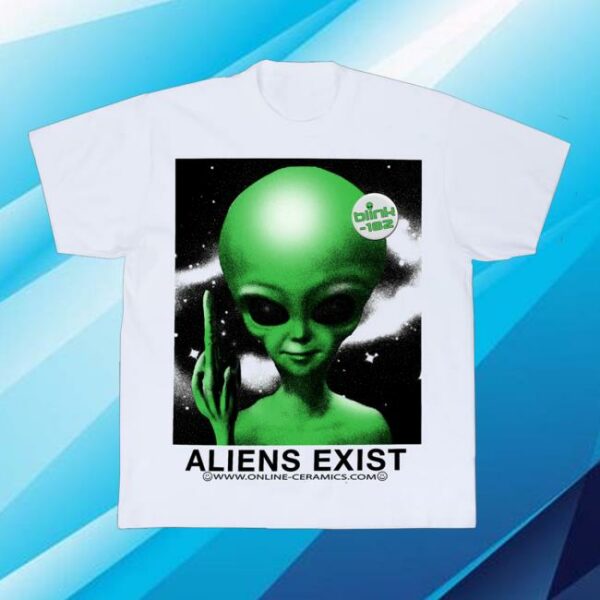 Online Ceramics Merch Store Blink-182 Aliens Exist White Tee