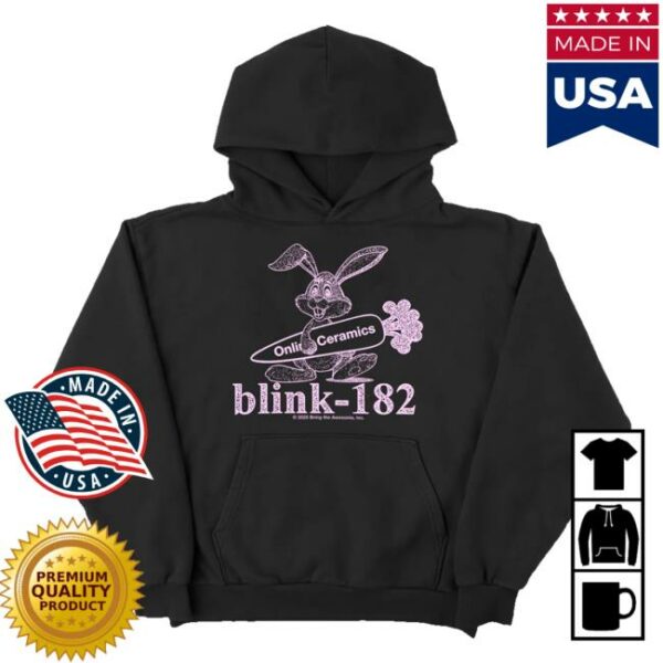 Online Ceramics Merch Store Blink-182 Bunny Logo Black Hoodie