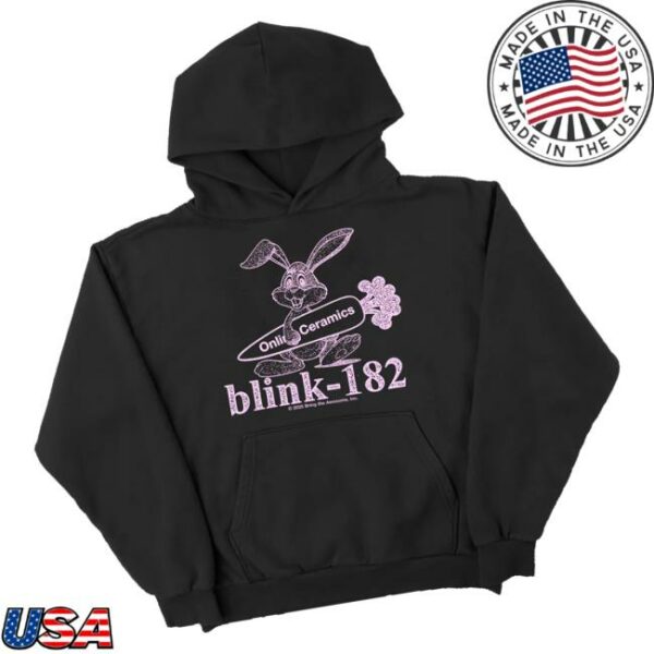 Online Ceramics Merch Store Blink-182 Bunny Logo Black Hoodie