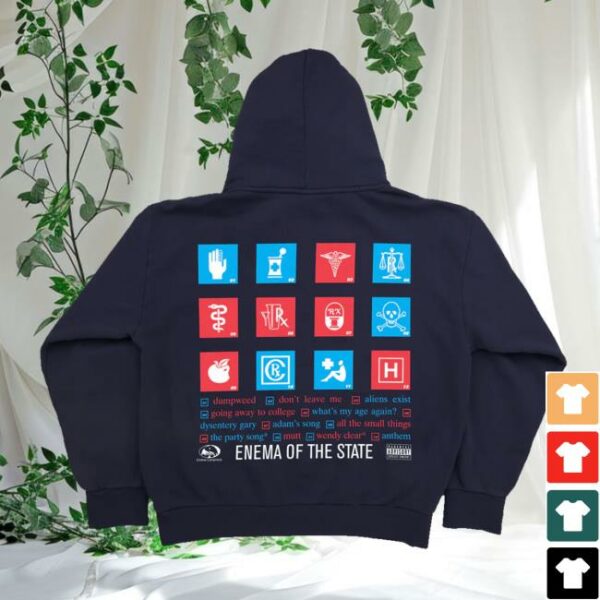 Online Ceramics Merch Store Blink-182 Enema Of The State Navy Hoodie