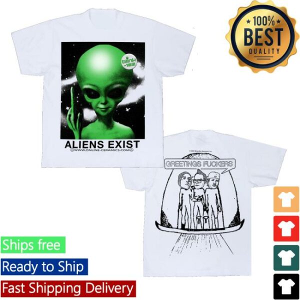 Online Ceramics Merch Strore Blink-182 Aliens Exist White Tee