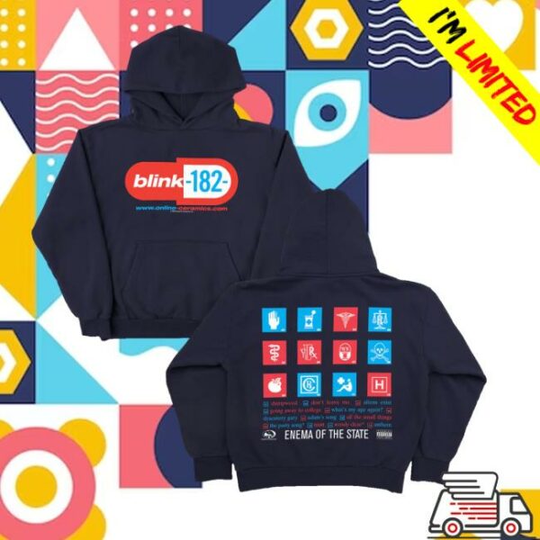 Online Ceramics Merch Strore Blink-182 Enema Of The State Navy Hoodie