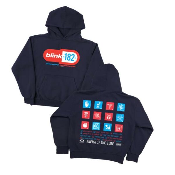 Online Ceramics Merch Strore Blink-182 Enema Of The State Navy Hoodie