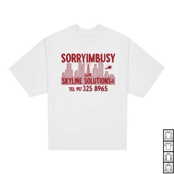 Sorryimbusy Merch Store Skyline T-Shirt White