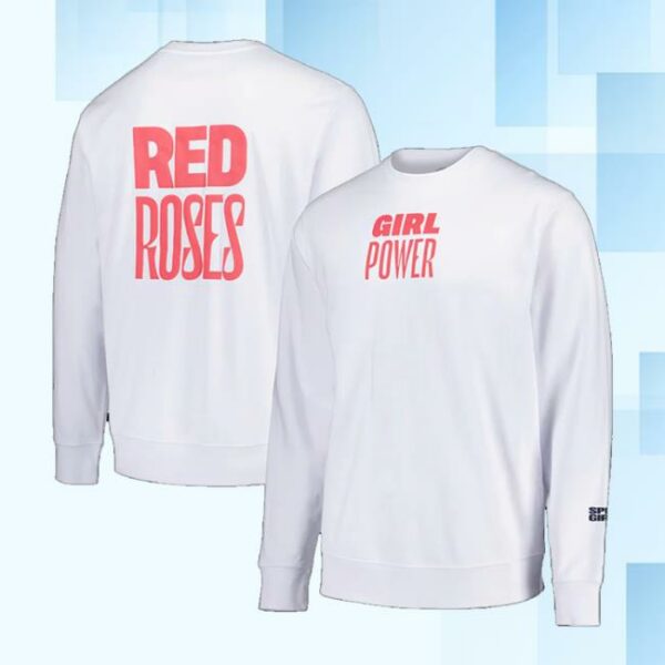 Spice Girls Merch Store Red Roses X Spice Girls Crew White Sweatshirt
