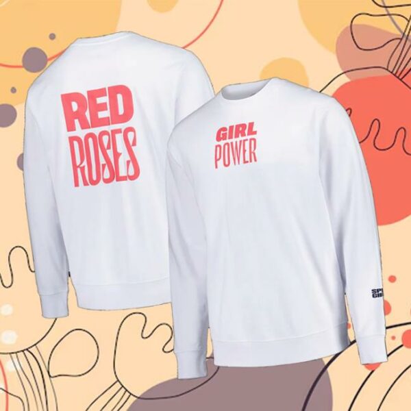 Spice Girls Merch Store Red Roses X Spice Girls Crew White Sweatshirt