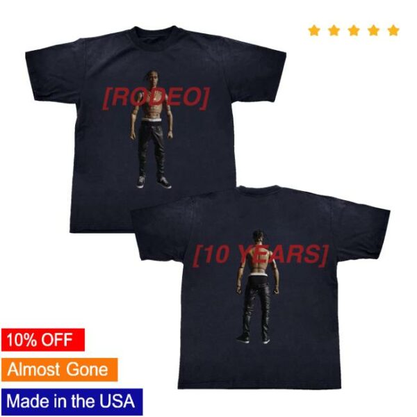 Travis Scott Merch Store Rodeo 10 Years Action Figure Tee
