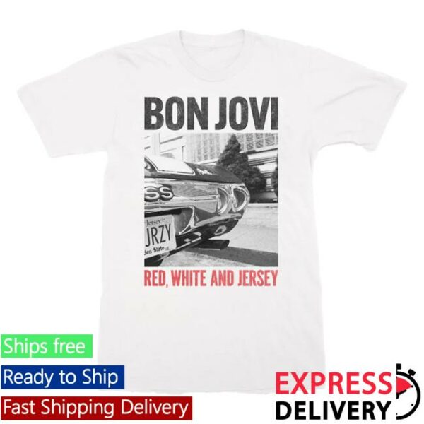 Bonjovi Store Merch Forever Red White And Jersey White T-Shirt