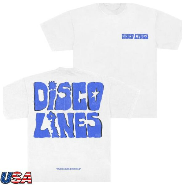 Disco Disco Disco Store Merch Disco Lines Stacked White Tee