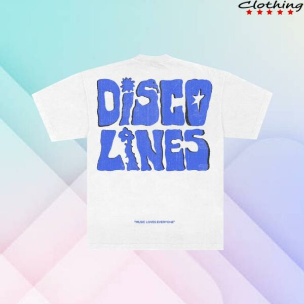 Disco Disco Disco Store Merch Disco Lines Stacked White Tee