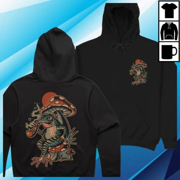 Hobojack Store Merch Mystical Frog Heavy Black Hoodie