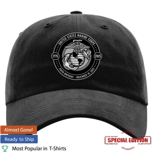 Leatherneck For Life Store Merch 250Th Usmc Birthday Shield Structured Hat