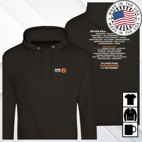 Event-Merchandise Store Merch Bbc Radio 2 In The Park 2025 Line Up Black Hoodie