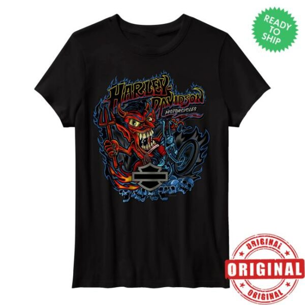 Harley Davidson Store Merch Women’s Devil On Wheels Short Sleeve Crew Tee
