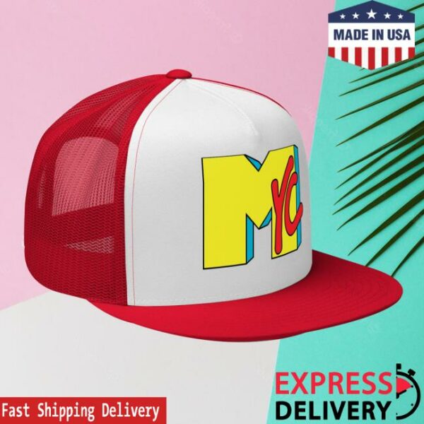 Merch Perch Store Merch Nyc 80S Printed Flat Bill Trucker Cap