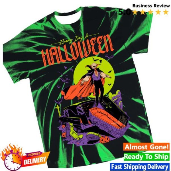 Cavitycolors Store Merch Every Day Is Halloween 2025 Tie-Dye T-Shirt