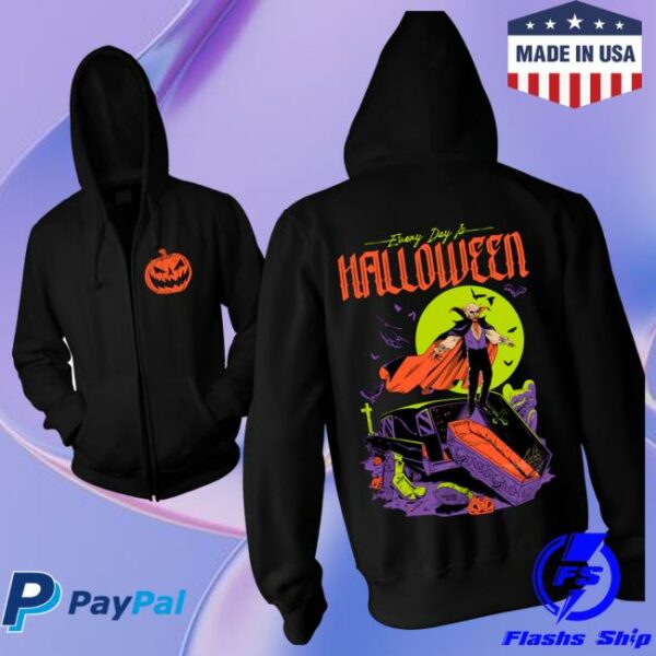 Cavitycolors Store Merch Every Day Is Halloween 2025 Zip-Up Hoodie