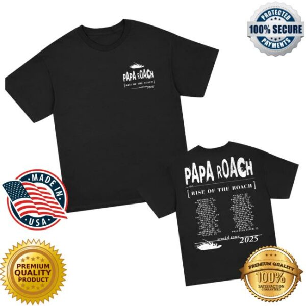 Papa Roach Merch Store Rise Of The Roach 2025 North American Tour T-Shirt