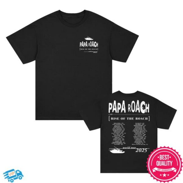 Papa Roach Merch Store Rise Of The Roach 2025 North American Tour T-Shirt