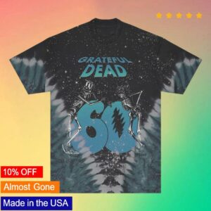 Grateful Dead Merch Store Skeletons 60Th Sky Tie-Dye T-Shirt