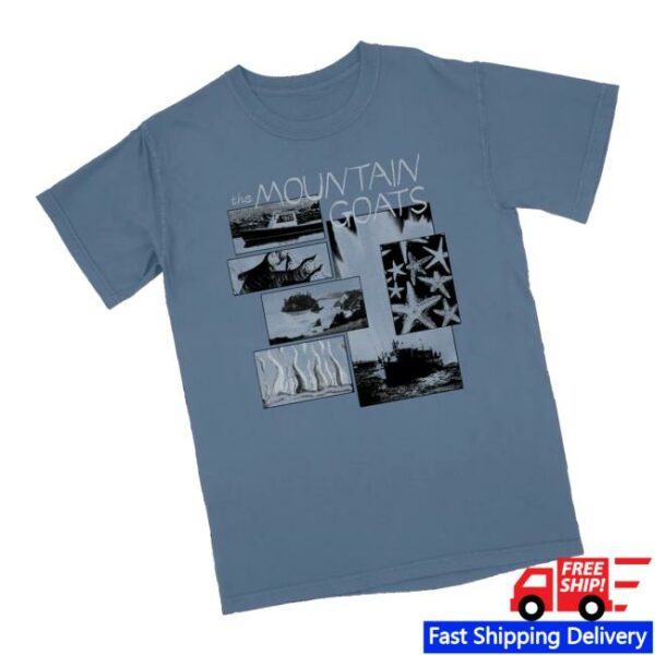 Hello Merch Store The Mountain Goats Collage Washed Denim T-Shirt