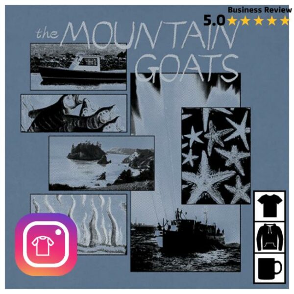 Hello Merch Store The Mountain Goats Collage Washed Denim T-Shirt