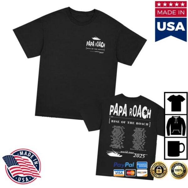 Papa Roach Merch Store Rise Of The Roach 2025 North American Tour T-Shirt