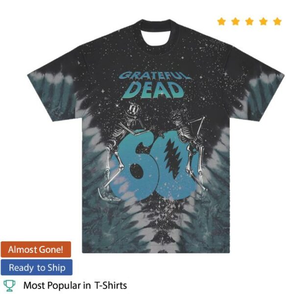 Grateful Dead Shop Merch Skeletons 60Th Sky Tie-Dye T-Shirt