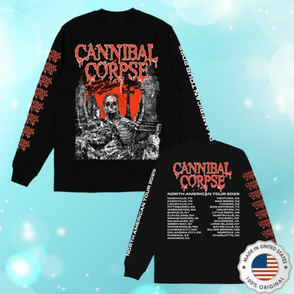 Cannibal Corpse Store Merch Graveside 2025 Tour Black Long Sleeve