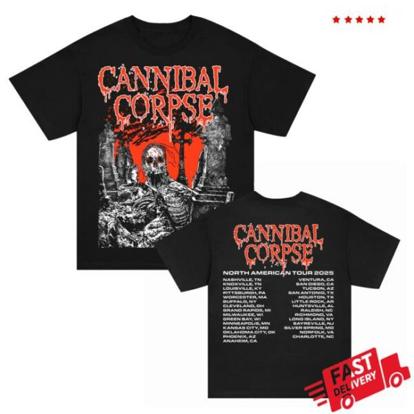 Cannibal Corpse Store Merch Graveside 2025 Tour Black T-Shirt