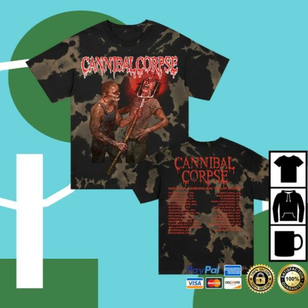 Cannibal Corpse Store Merch Pitchfork Impalement 2025 Tour T-Shirt Dye