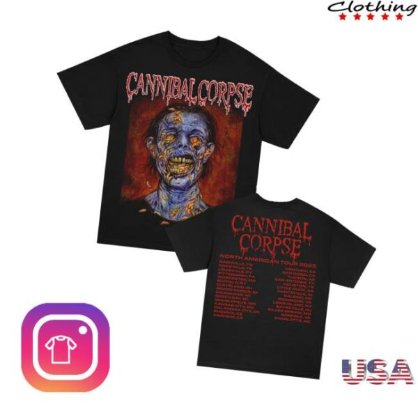 Cannibal Corpse Store Merch Skull Maggot 2025 Tour T-Shirt