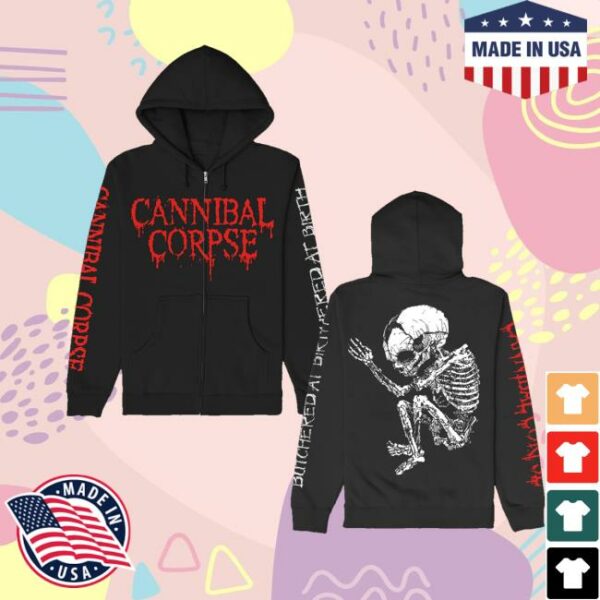Cannibal Corpse Store Merch Butchered At Birth Fetus Zip Up Hoodie