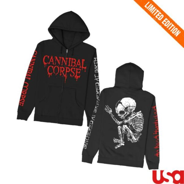 Cannibal Corpse Store Merch Butchered At Birth Fetus Zip Up Hoodie