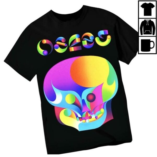 Wax Face Toys Store Merch Osees Colour Skull Black Shirt