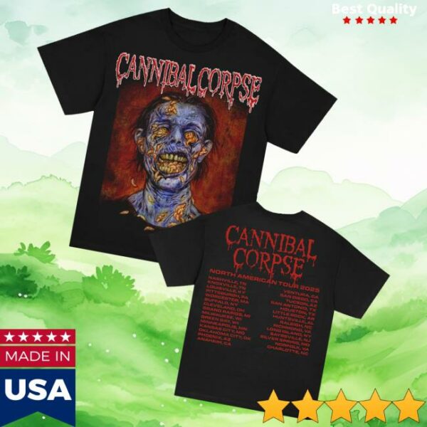 Cannibal Corpse Merch Store Skull Maggot 2025 Tour T-Shirt