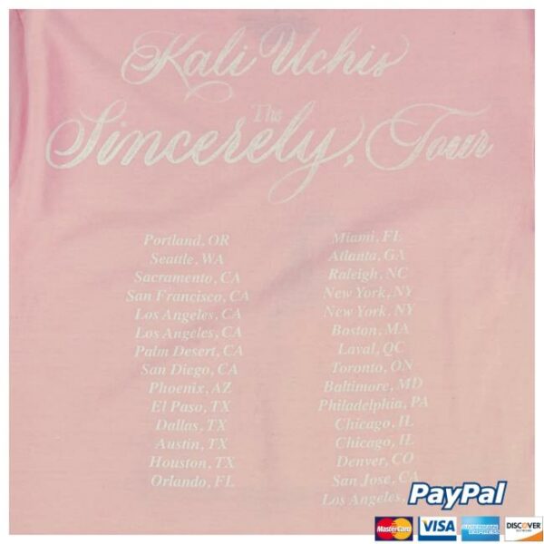 Kali Uchis Shop Store Merch Sincerely Tour Pink Date Back Tee