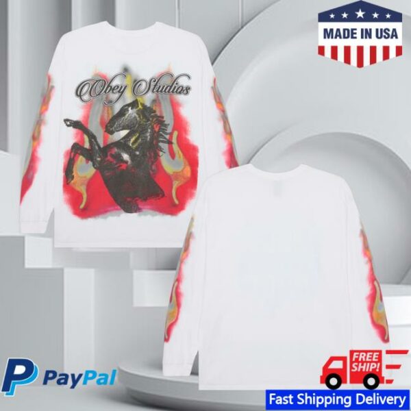 Obey Clothing Merch Store Obey Studios Horse Ls Vintage T-Shirt