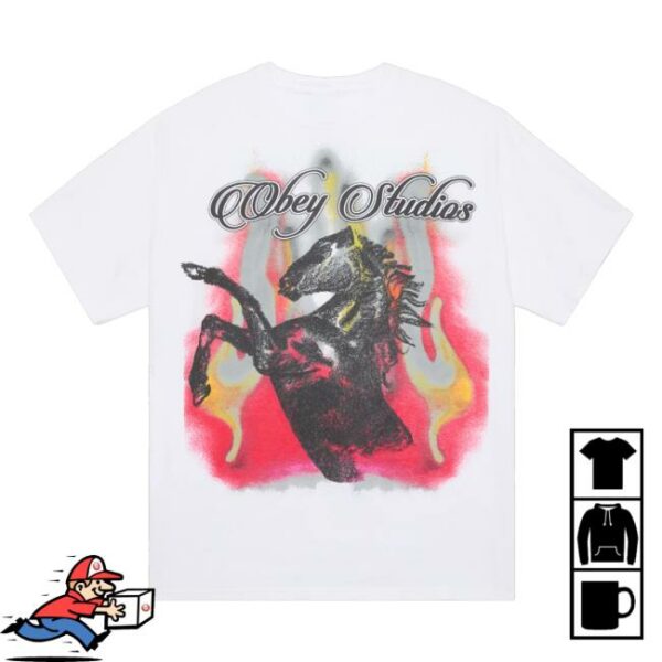 Obey Clothing Merch Store Obey Studios Horse Vintage T-Shirt