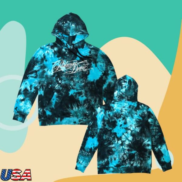 Parkway Drive Rock Merch Store Deep Blue Tie Dye Pullover Hoodie