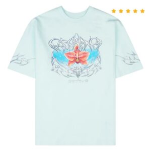 Four Amsterdam Merch Store Casablanca Blades Printed Oversized T-Shirt In Pale Blue