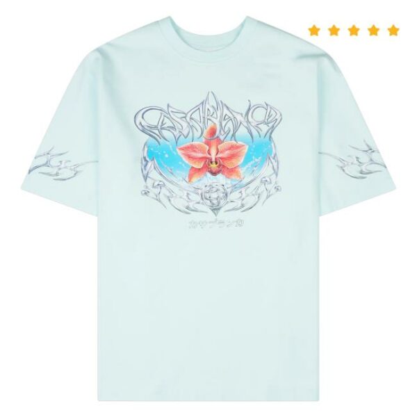 Four Amsterdam Merch Store Casablanca Blades Printed Oversized T-Shirt In Pale Blue