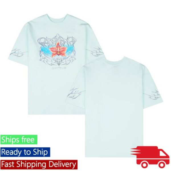 Four Amsterdam Merch Store Casablanca Blades Printed Oversized T-Shirt In Pale Blue