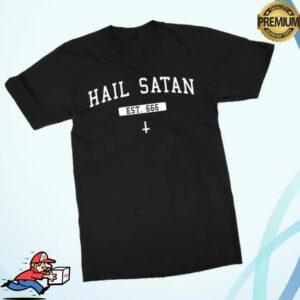 The Satanic Temple Store Merch Hail Satan White On Black T-Shirt