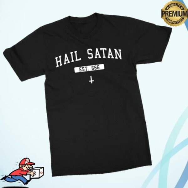 The Satanic Temple Store Merch Hail Satan White On Black T-Shirt