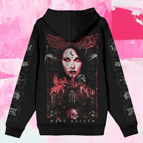 Blackcraftcult Store Merch Lilith Queen Of Demons Zip-Up Hoodie