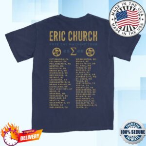 Eric Church Store Merch Free The Machine Tour Navy Skull T-Shirt