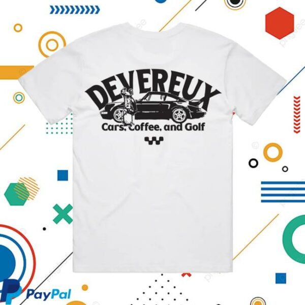 Devereux Golf Store Merch Cars Coffee And Golf White Tee